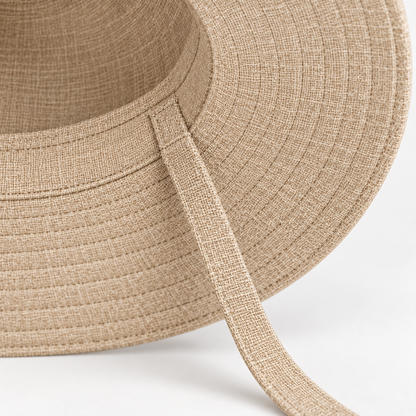 Sineiva Beige Wide Brim Tie Strap Sun Hat