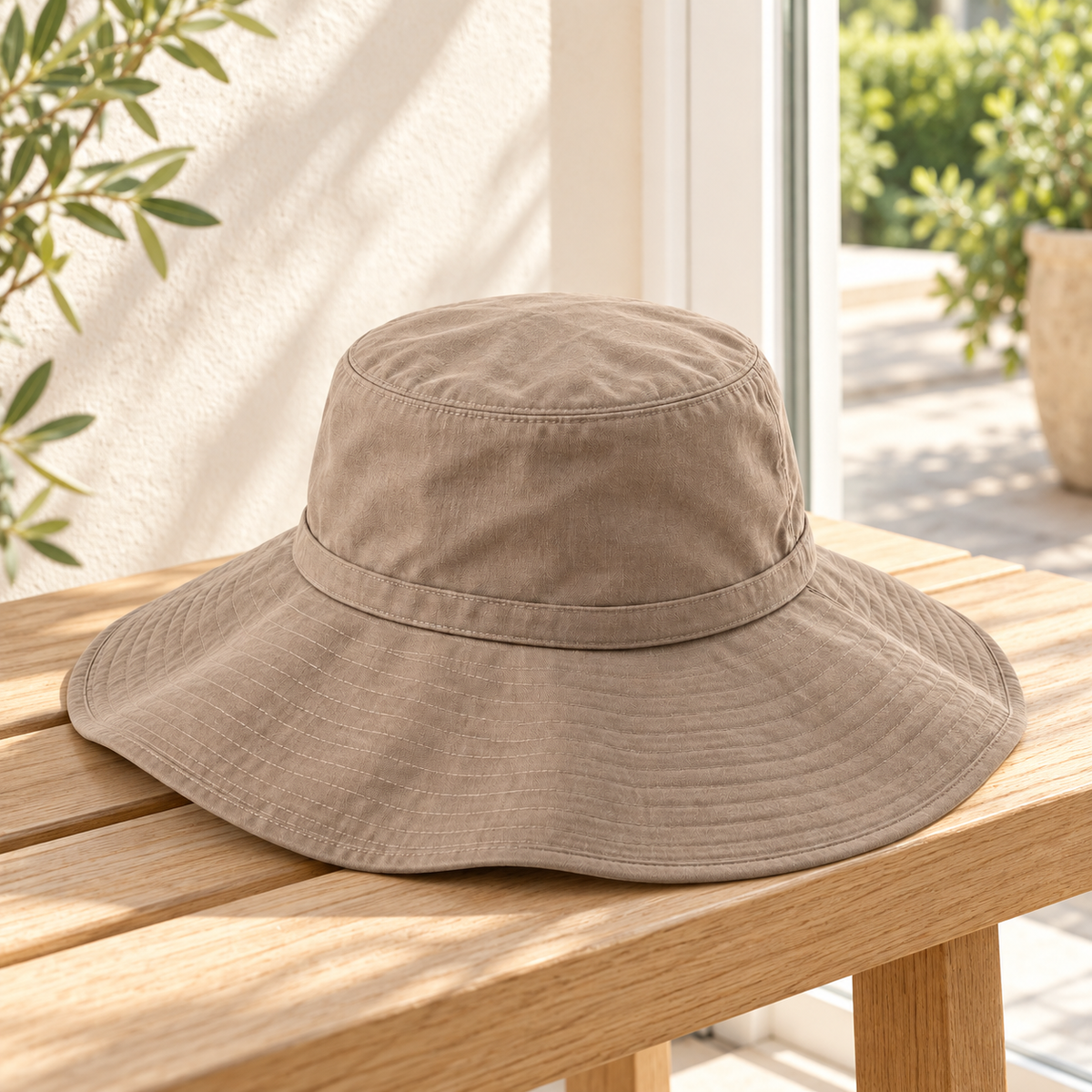Sineiva Taupe Wide Brim Sun Hat