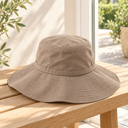 Sineiva Taupe Wide Brim Sun Hat