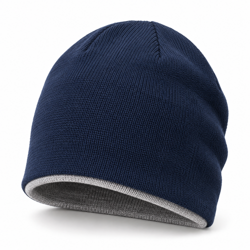 Sineiva Navy Double-Layer Knit Beanie