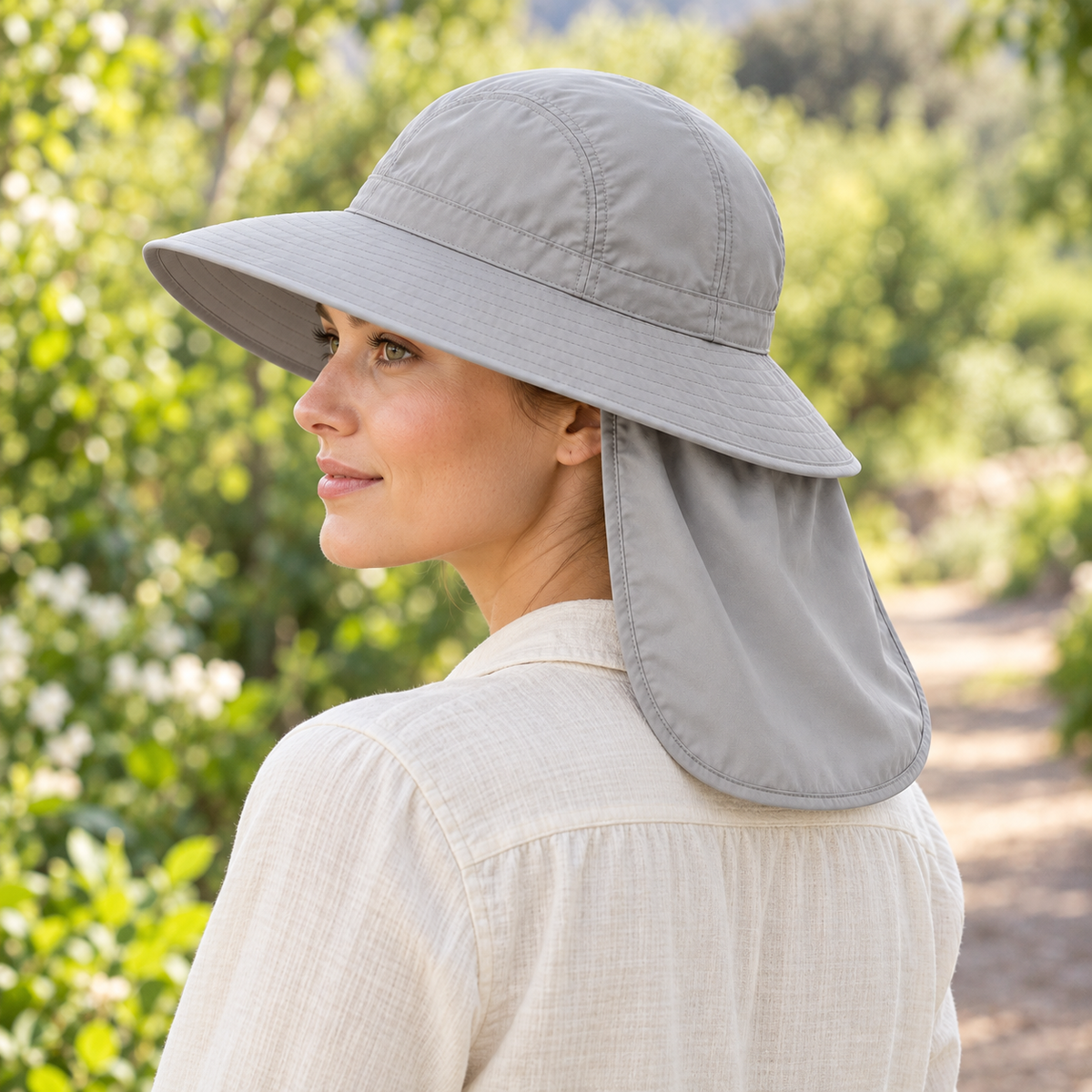 Sineiva Light Gray Outdoor Sun Hat with Neck Cover