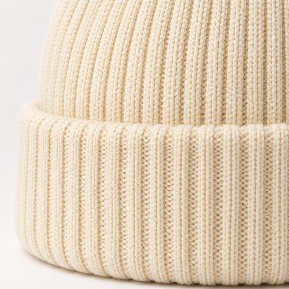 Sineiva Cream White Ribbed Knit Beanie Hat