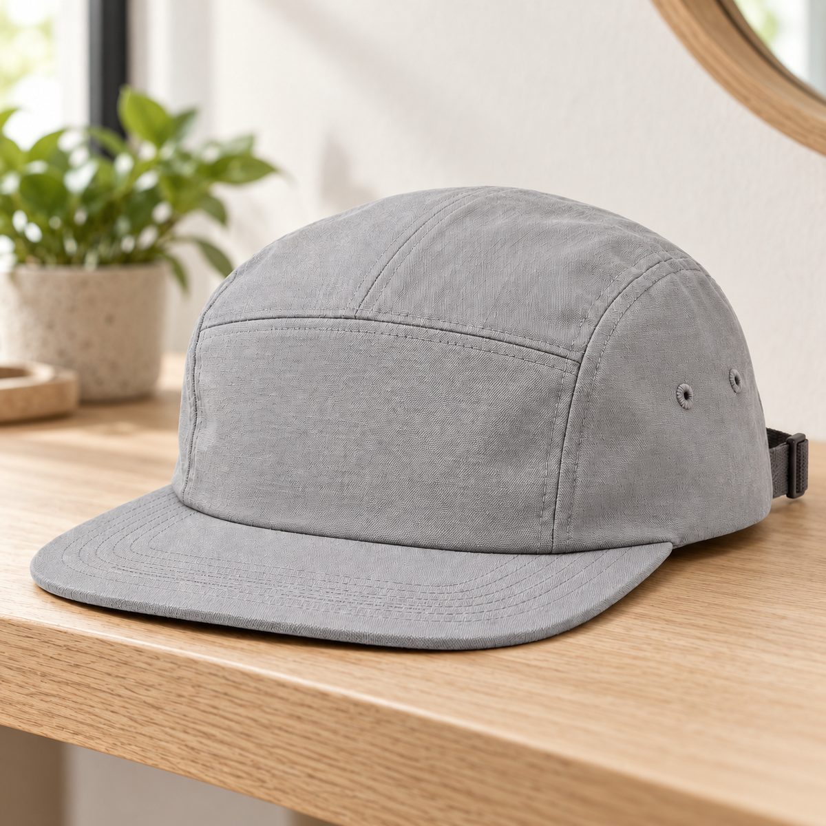 Sineiva Light Gray Five-Panel Flat Brim Cap