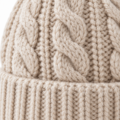 Sineiva Cream Cable Knit Beanie