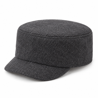 Sineiva Charcoal Gray Wool Blend Short Brim Cap