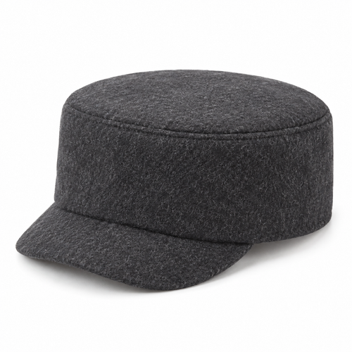 Sineiva Charcoal Gray Wool Blend Short Brim Cap