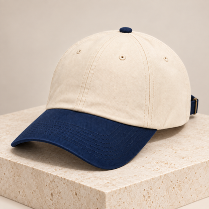 Sineiva Ivory White & Navy Blue Two-Tone Baseball Cap