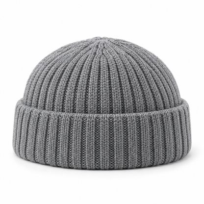 Sineiva Gray Ribbed Knit Beanie Hat