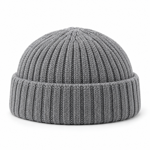 Sineiva Gray Ribbed Knit Beanie Hat