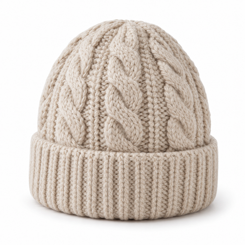 Sineiva Cream Cable Knit Beanie