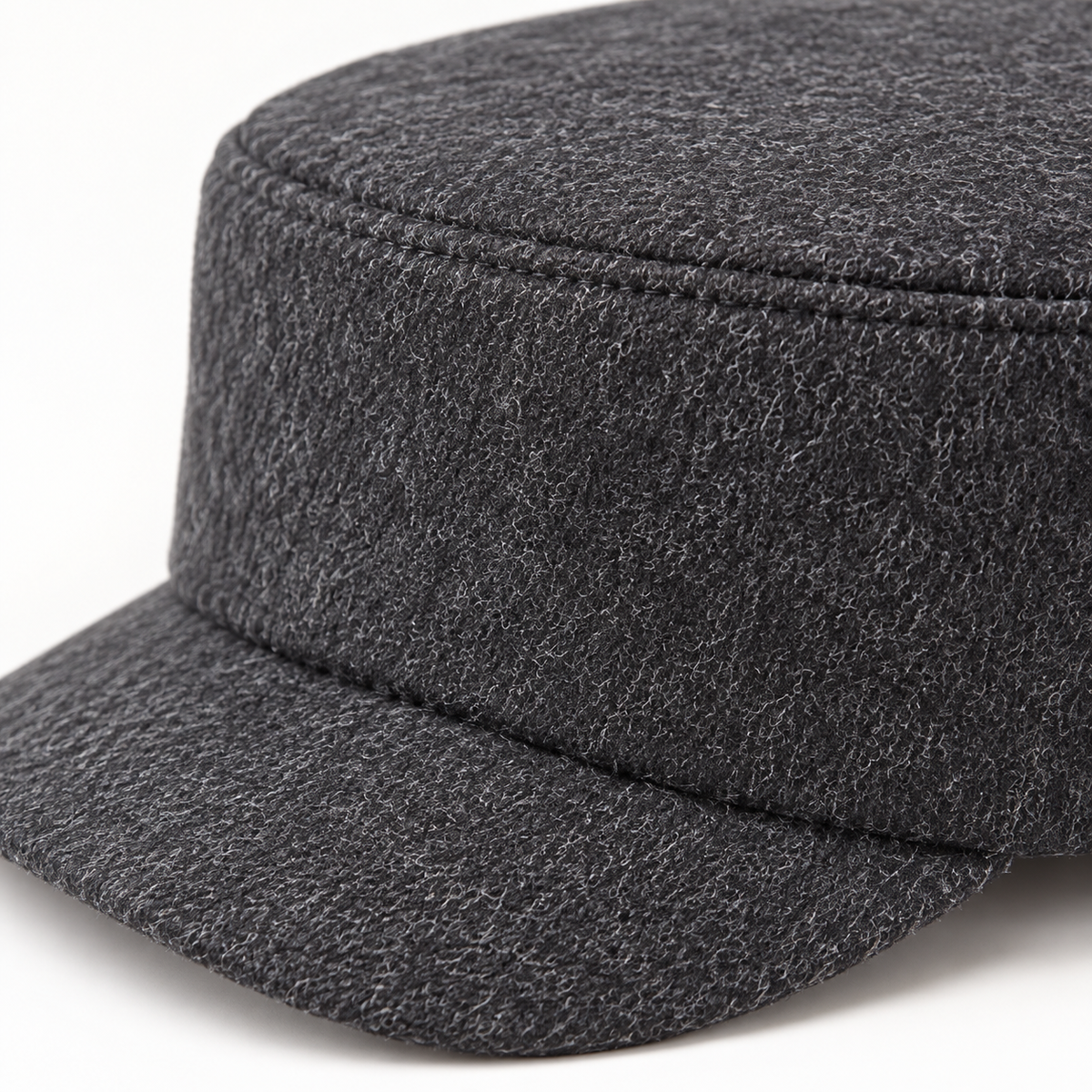 Sineiva Charcoal Gray Wool Blend Short Brim Cap