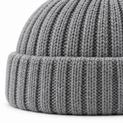 Sineiva Gray Ribbed Knit Beanie Hat