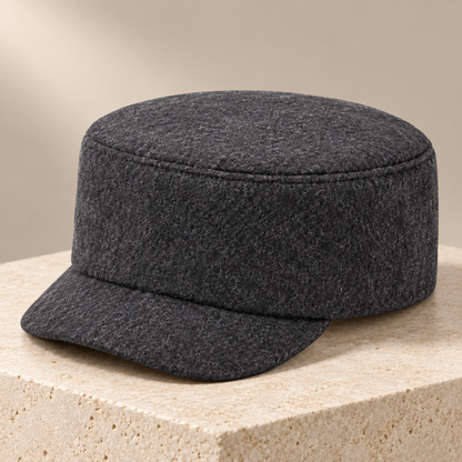 Sineiva Charcoal Gray Wool Blend Short Brim Cap