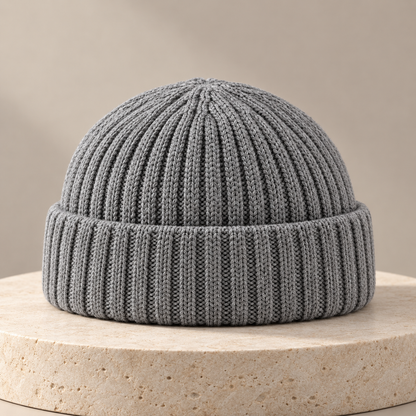 Sineiva Gray Ribbed Knit Beanie Hat